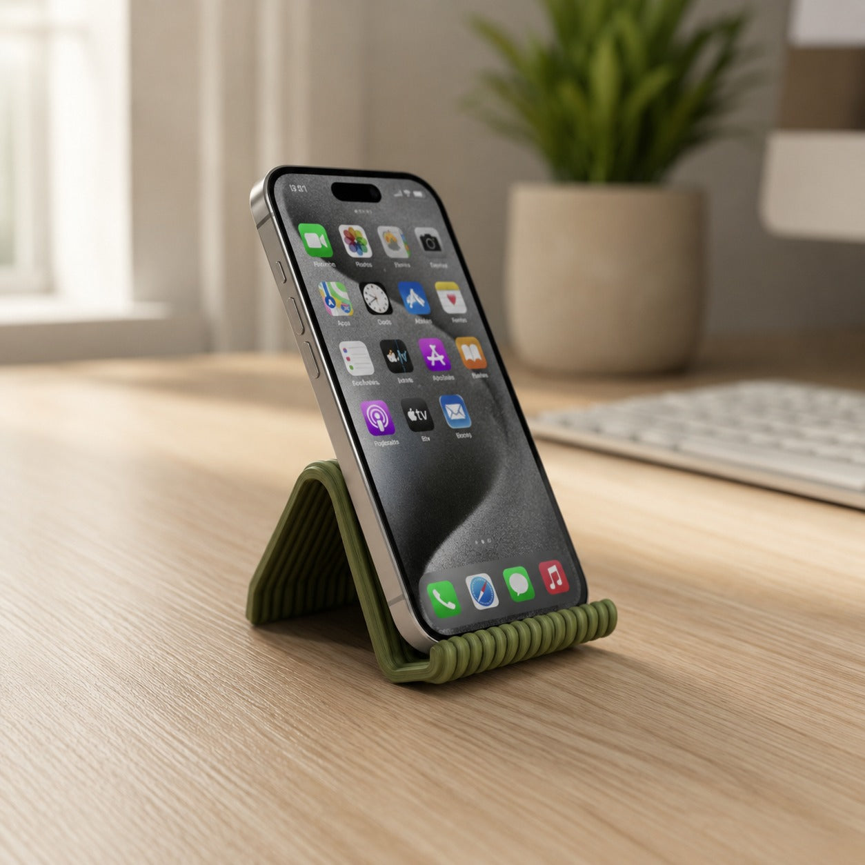 Suporte Universal de Mesa para Celular Canelado Verde