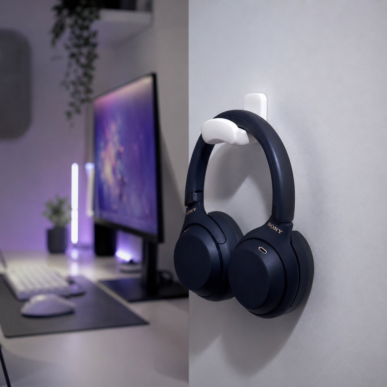 Suporte de Parede para Headset Gamer  Fone de Ouvido Branco